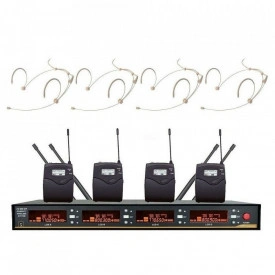 Kit 4 x microfon tip headset, Lavaliera wireless + Microfon, Receiver UHF Profesional