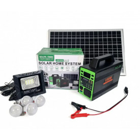 Kit sistem solar GD-150L, Invertor 220V 150W, Panou fotovoltaic 40W, 4x Becuri, 1x Proiector LED, Boxa Bluetooth, USB - Img 1