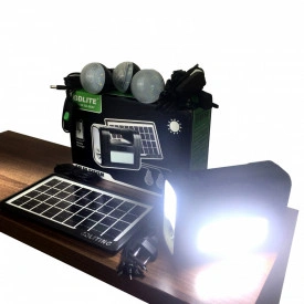 Kit solar GD8017, 3 becuri LED cu intrerupator, Lanterna PowerBank, Panou fotovoltaic - Img 4