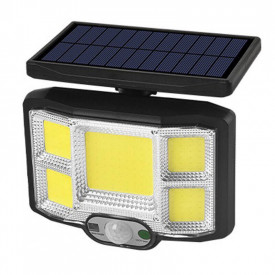 Lampa 96xLED cu sensor miscare si panou solar, Telecomanda, Acumulator - Img 1