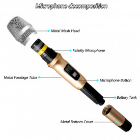Microfon UHF Wirelesss cu Display WG-100, Receiver jack 6.3mm - Img 3