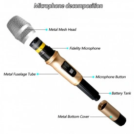 Microfon UHF Wirelesss cu Display WG-100, Receiver jack 6.3mm - Img 3