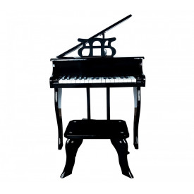 Mini Pian pentru copii, 30 Clape (tip xilofon), Lemn mesteacan MDF+ABS, Scaun inclus, Negru, Pianina Clapa Grand Piano - Img 2