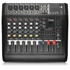 Mixer audio amplificat 6 canale 2x300W, Bluetooth USB, Consola DJ Club Scena Sala Evenimente, USB, Display - Img 2