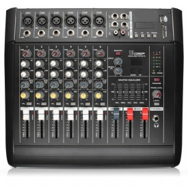 Mixer audio amplificat 6 canale 2x300W, Bluetooth USB, Consola DJ Club Scena Sala Evenimente, USB, Display - Img 2
