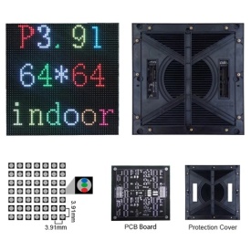 Modul 25x25CM P3.91 LED RGB FullColor pentru vitrina geam magazin, firma luminoasa reclama, 64x64 pixeli