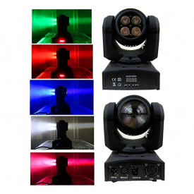 Moving head proiector dublu (fata-verso) 1x20W RGBW & 4x10W WASH LED, Aparat cu cap rotativ lumini scena club party disco - Img 1