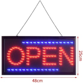 = OPEN = Panou luminos LED magazin bar restaurant, Semn afisaj text cu becuri, dinamic