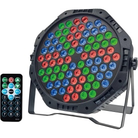 PAR LED 84 becuri cu telecomanda, Proiector lumini disco petrecere club party, Microfon incorporat