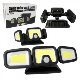 Proiector triplu 100xLED, Senor, Panou solar, Acumulator integrat, L1725 - Img 2