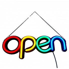 Semn luminos LED =OPEN= 40x15CM, Reclama geam firma vitrina magazin deschis, bar, restaurant, Tip neon