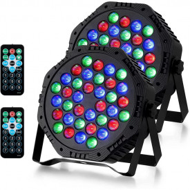 Set 2 bucati PAR LED 36 Becuri (1W), Telecomanda, Proiector lumini scena disco club party strobo - Img 1