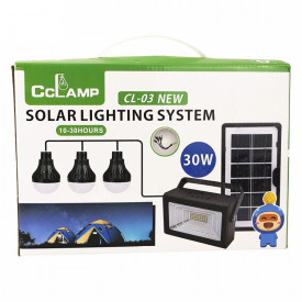 Sistem CL-03 CCLAMP cu panou solar, 3 x Bec LED, Lanterna 30W, Baterie 5000mAh - Img 2