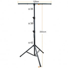 Stativ "T" Proiectoare scena club DJ - Suport Trepied Lumini Reglabil 125-300 cm, 80 KG - Img 1