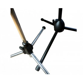 Stativ trepied microfon (x2), Trepied pliabil, reglabil 50 - 190 CM, Suport podea cromat, - Img 2