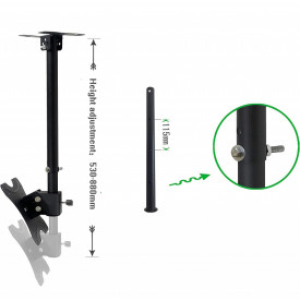 Suport brat telescopic Ecran TV Tavan/Perete, Monitor 14-42", Stativ ajustabil 53-88CM, max 30KG, VESA 100-200mm - Img 5