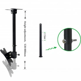 Suport brat telescopic Ecran TV Tavan/Perete, Monitor 14-42", Stativ ajustabil 53-88CM, max 30KG, VESA 100-200mm - Img 5
