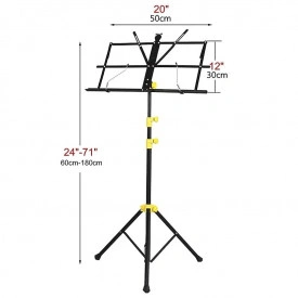 Suport partitura 70-170cm rezistent + Husa, Stativ trepied caiet carte note muzicale/portativ, pliabil, reglabil - Img 6