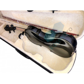 Vioara acustica neagra 4/4 incepator + 4 corzi metalice rezerva + Arcus + Toc + Sacaz - Img 5