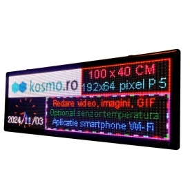 100x40 CM LED P5 Afisaj programabil dinamic video/logo/emoji, Reclama firma luminoasa exterior (192x64 pixeli) - Img 4