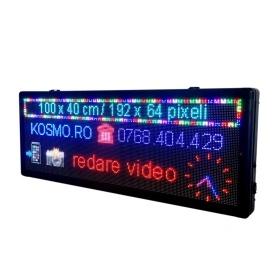 100x40 CM LED P5 Afisaj programabil dinamic video/logo/emoji, Reclama firma luminoasa exterior (192x64 pixeli)