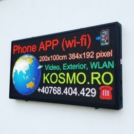 200x100CM P5 Display LED Luminos, Reclama firma vitrina sau exterior, Afisaj programabil aplicatie telefon (wi-fi)