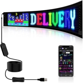 Afisaj LED flexibil 64 x 16 cm, aplicatie telefon, Alimentare 5V USB, Display programabil