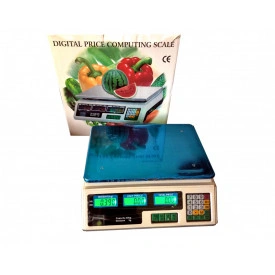 Cantar electronic 40KG Piata Fructe Legume, Tava inox 33x24cm, Dublu afisaj luminat, Acumulator - Img 2