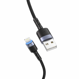 Incarcator priza 220V 18W Kruger&Matz Quick Charger + Cablu cu LED Tellur, Textil Coat (Lightning, USB-C, MicroUSB) - Img 4
