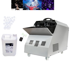 Masina suflat baloane sapun dubla cu rotile, Carcasa aluminiu + Solutie 5L bule sapun - Img 1