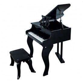 Mini Pian pentru copii, 30 Clape (tip xilofon), Lemn mesteacan MDF+ABS, Scaun inclus, Negru, Pianina Clapa Grand Piano - Img 3