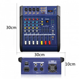 Mixer audio activ amplificare 2 x 350W, WG-4D USB, 4 canale, Egalizator, consola DJ - Img 2