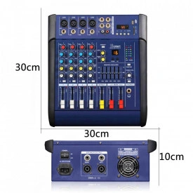 Mixer audio activ amplificare 2 x 350W, WG-4D USB, 4 canale, Egalizator, consola DJ - Img 2