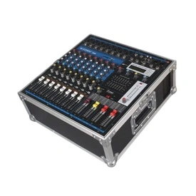 Mixer audio activ amplificat 2 x 500W + case cutie transport, 8 canale, 16 efecte DSP, Consola DJ