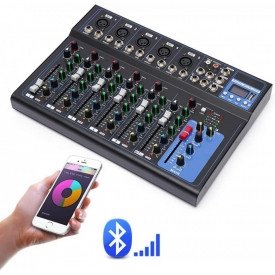 Mixer audio neamplificat 7 canale F7-MB, Consola DJ pentru boxe active (semnal), Portabil - Img 8
