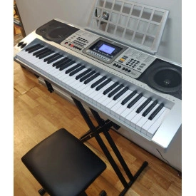 Orga electronica intermediari MK-810 + Suport dublu x + Scaun pian, 61 clape, USB, 600 Tonuri - Img 7
