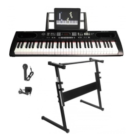 Orga electronica MQ-603 + Suport reglabil + Microfon, 61 clape, Claviatura 5 octave initiere, USB, 5 octave, 200 tonuri