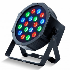PAR-LED CU 18 BECURI DE 1W, MICROFON INCORPORAT, MUFE DMX - Img 1
