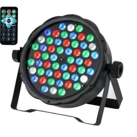 Proiectoare lumini petrecere PAR-LED SLIM 54 + Telecomanda, Lumini arhitecturale - Img 1