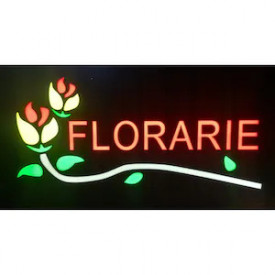 Reclama LED 48x25CM `FLORARIE`, Semn luminos magazin vitrina, Panou informativ