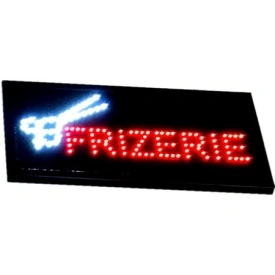 Semn luminos LED cu mesaj: Frizerie, Firma reclama luminoasa geam vitrina coafor barber shop - Img 2