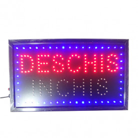 Semn luminos LED Deschis-Inchis, Panou afisaj vitrina Firma Magazin 50x25cm, Comutator