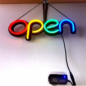Semn luminos LED =OPEN= 40x15CM, Reclama geam firma vitrina magazin deschis, bar, restaurant, Tip neon - Img 5