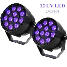Set 2 bucati x Par LED UV (ultraviolet black light) 12 x 1W, Lumina neagra scena club disco - Img 1