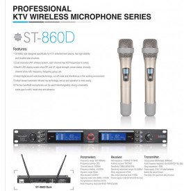 Set 2 Microfoane Wireless UHF, Display LCD, Profesional, Karaoke, ST-860D - Img 3