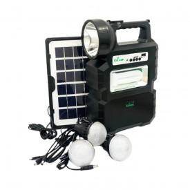 Sistem solar CL-810, Lanterna si 3 becuri LED, Difuzor Bluetooth, Powerbank USB, Panou fotovoltaic - Img 1