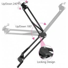 Stativ brat extensibil 70 CM tableta/telefon/smartphone, Menghina, Suport suspensie flexibil articulat pivotant pliabil birou/masa/blat, Reglabil - Img 5