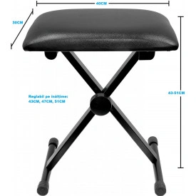Stativ suport reglabil orga electronica + Scaun pian + Husa Transport 100x40x13cm - Img 4