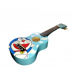 Ukulele 21", Mini chitara de lemn, 4 corzi de nylon pentru copii, Albastra, Roz, Galbena - Img 2