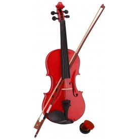 Vioara acustica cu 4 corzi metalice rosie pentru incepatori 6-12 ani, exersat invatat incepator - Img 4